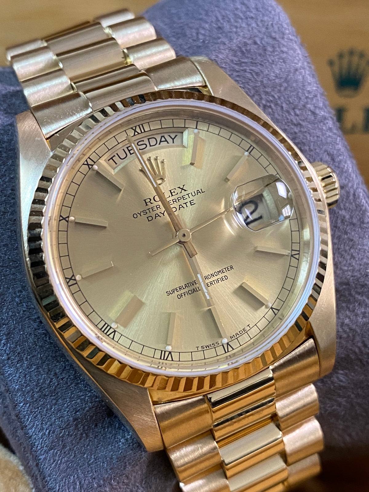 Rolex Yellow Gold Day-Date 36 - 1981 - Fluted Bezel - Champagne Dial - President Bracelet - 18038