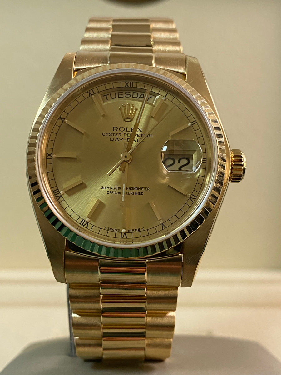 Rolex Yellow Gold Day-Date 36 - 1981 - Fluted Bezel - Champagne Dial - President Bracelet - 18038