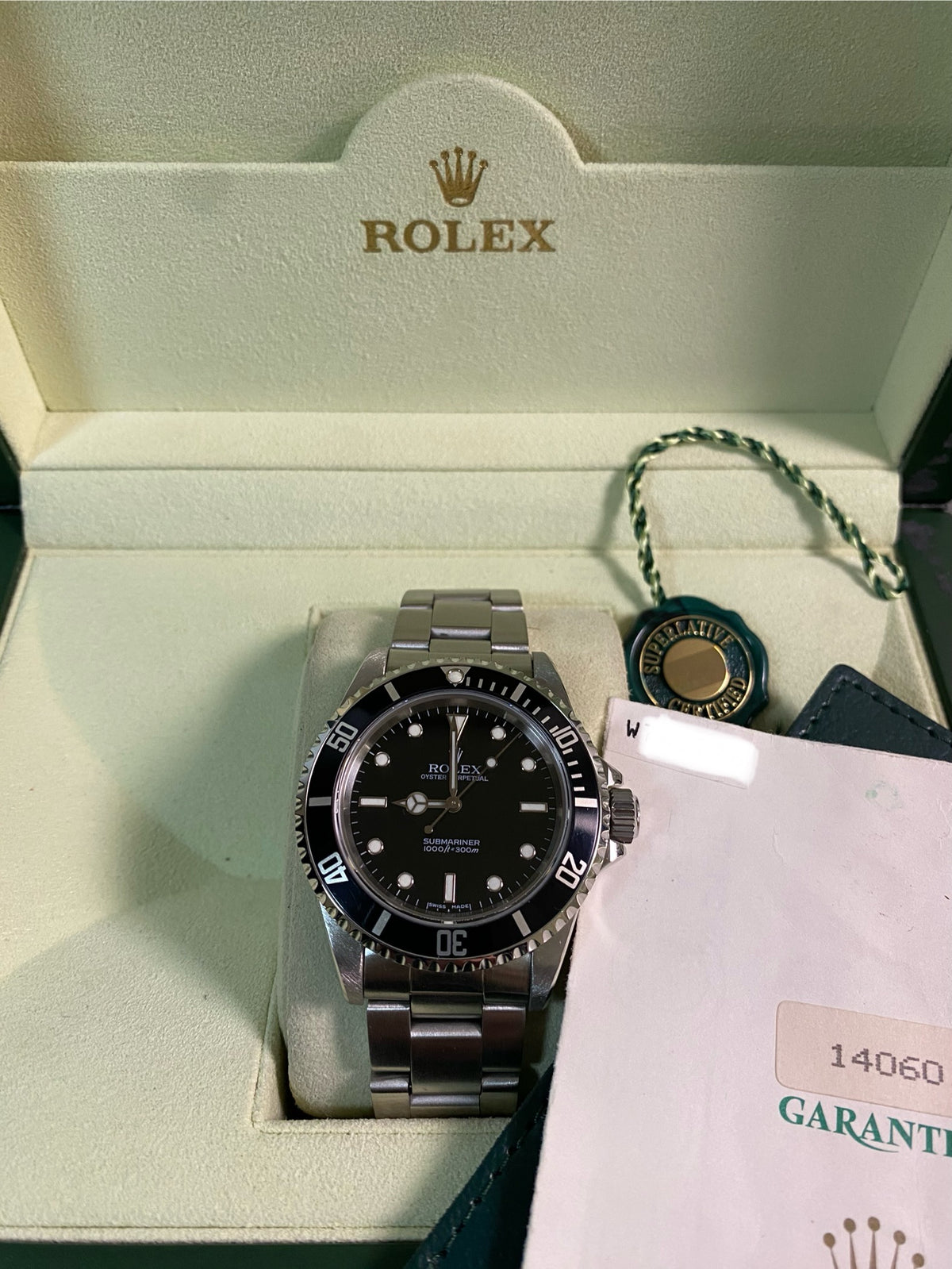 Rolex Steel Submariner No Date - W serial - Pre Ceramic Bezel - Black Dial - 14060 *FULL SET*