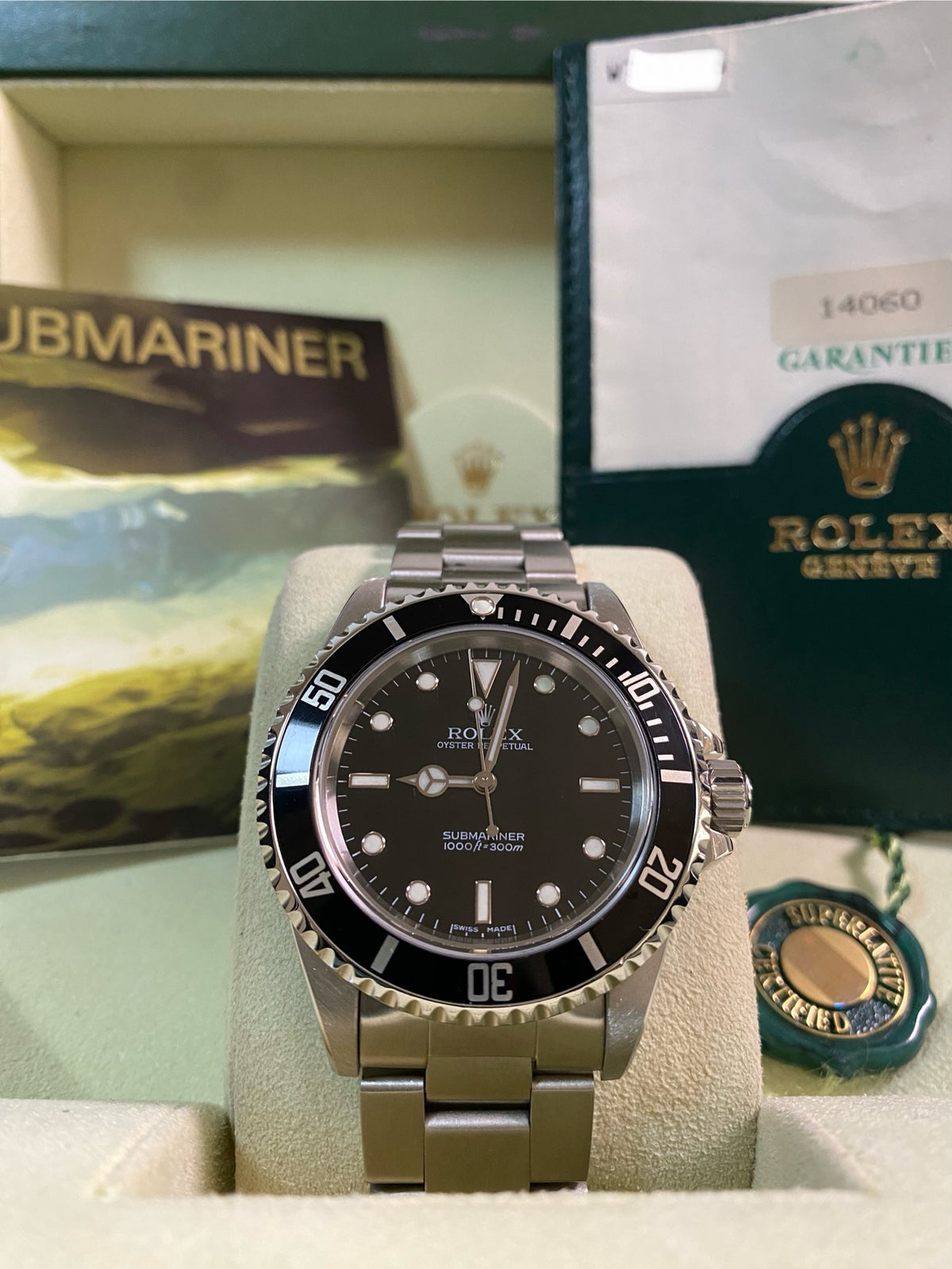 Rolex Steel Submariner No Date - W serial - Pre Ceramic Bezel - Black Dial - 14060 *FULL SET*