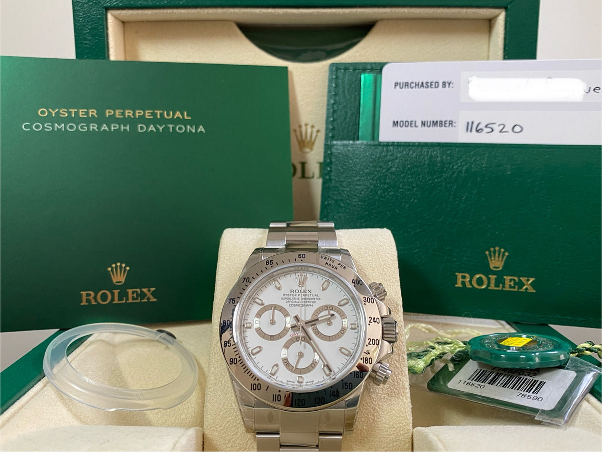 Rolex Steel Cosmograph Daytona - 2016 - White Index Dial - 116520 - *FULL STICKERS*