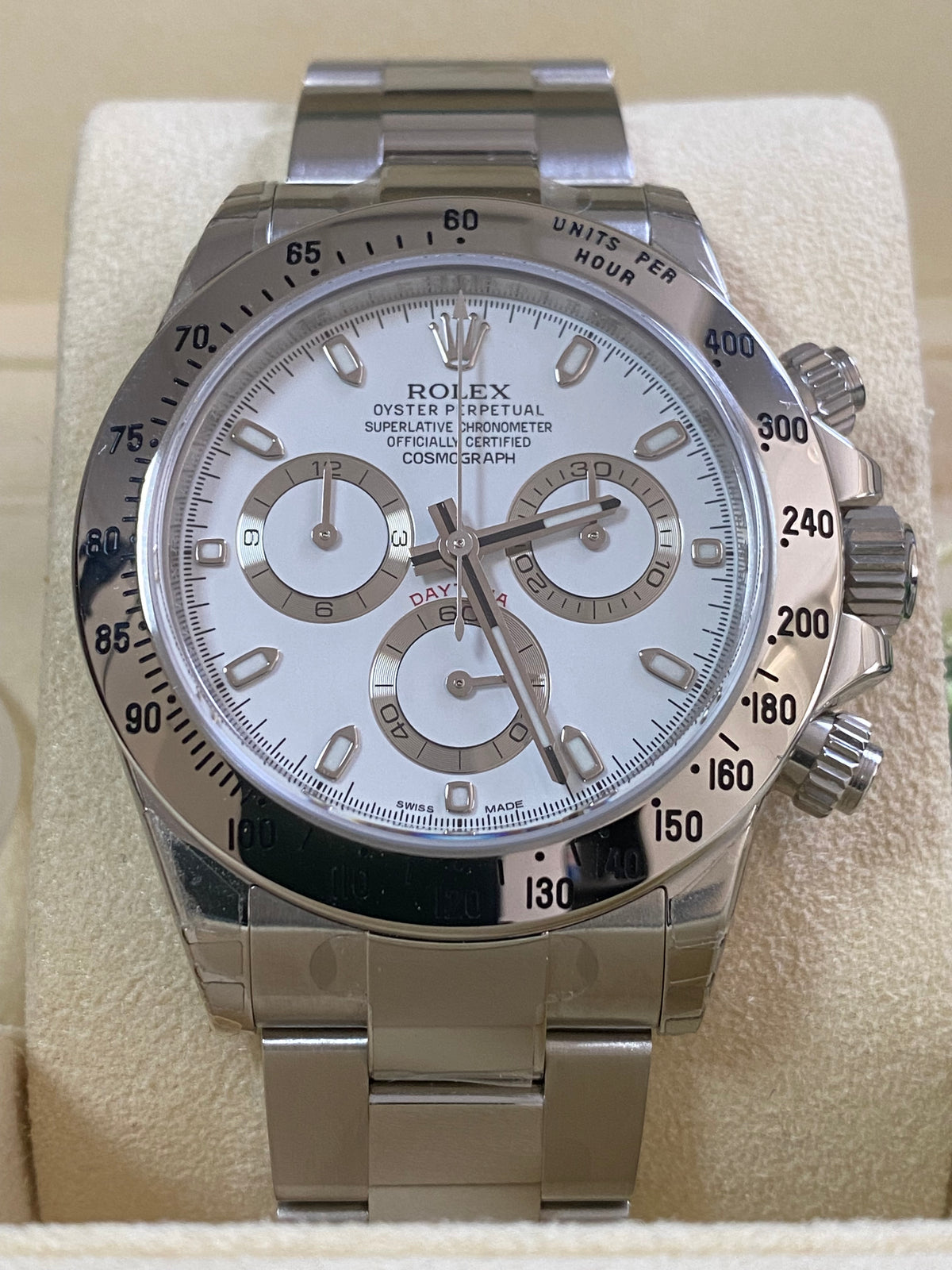 Rolex Steel Cosmograph Daytona - 2016 - White Index Dial - 116520 - *FULL STICKERS*