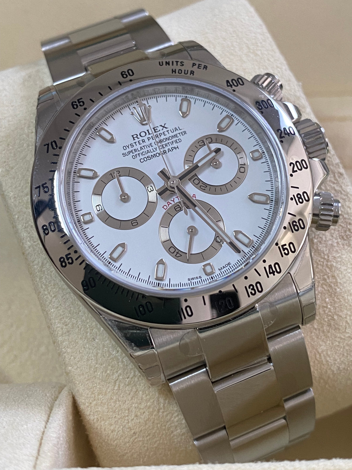 Rolex Steel Cosmograph Daytona - 2016 - White Index Dial - 116520 - *FULL STICKERS*