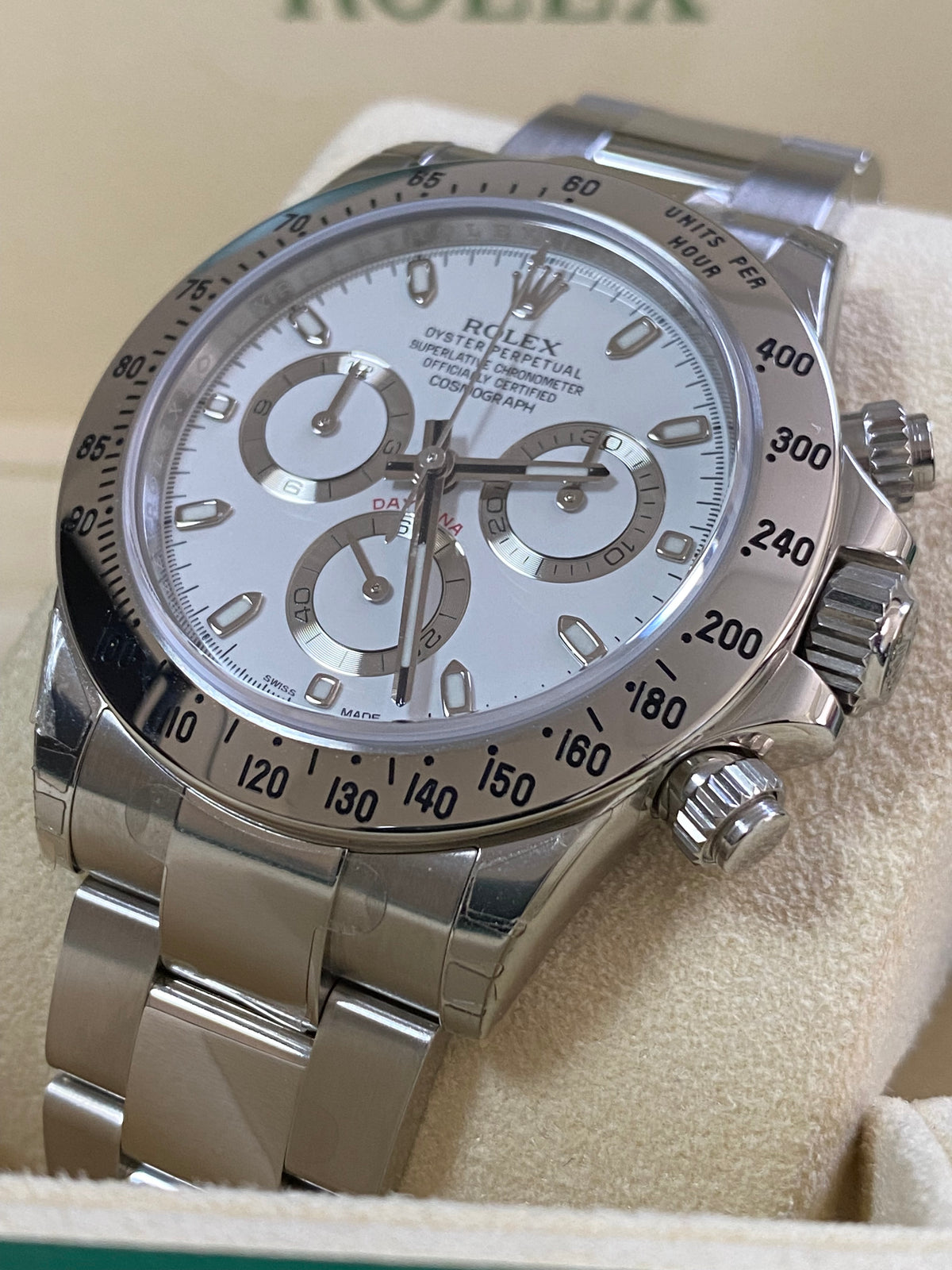 Rolex Steel Cosmograph Daytona - 2016 - White Index Dial - 116520 - *FULL STICKERS*