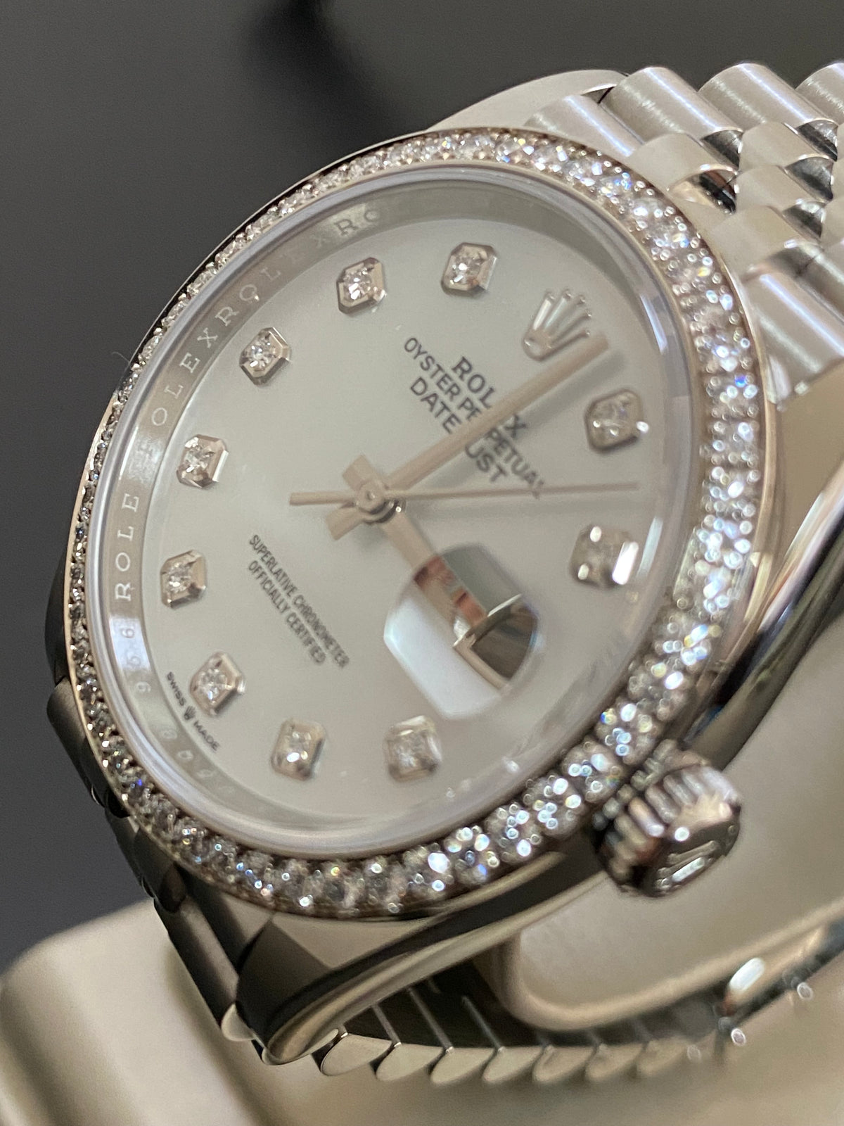 Rolex Steel Datejust 36 - 2024 - Diamond Bezel - Mother-of-Pearl Diamond Dial - Jubilee Bracelet - 126284RBR