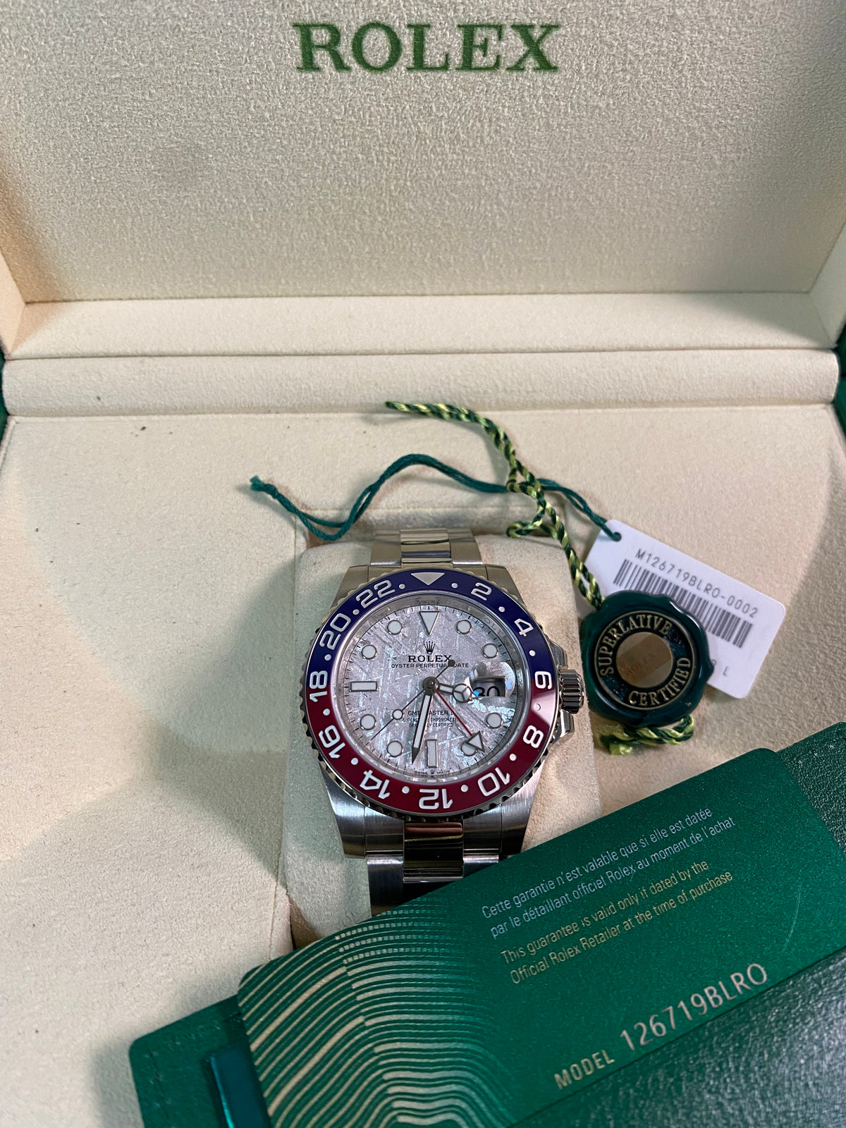 Rolex White Gold GMT-Master II - 2020 - "Pepsi" Bezel - Meteorite Dial - Oyster Bracelet - 126719BLRO *FULL SET*