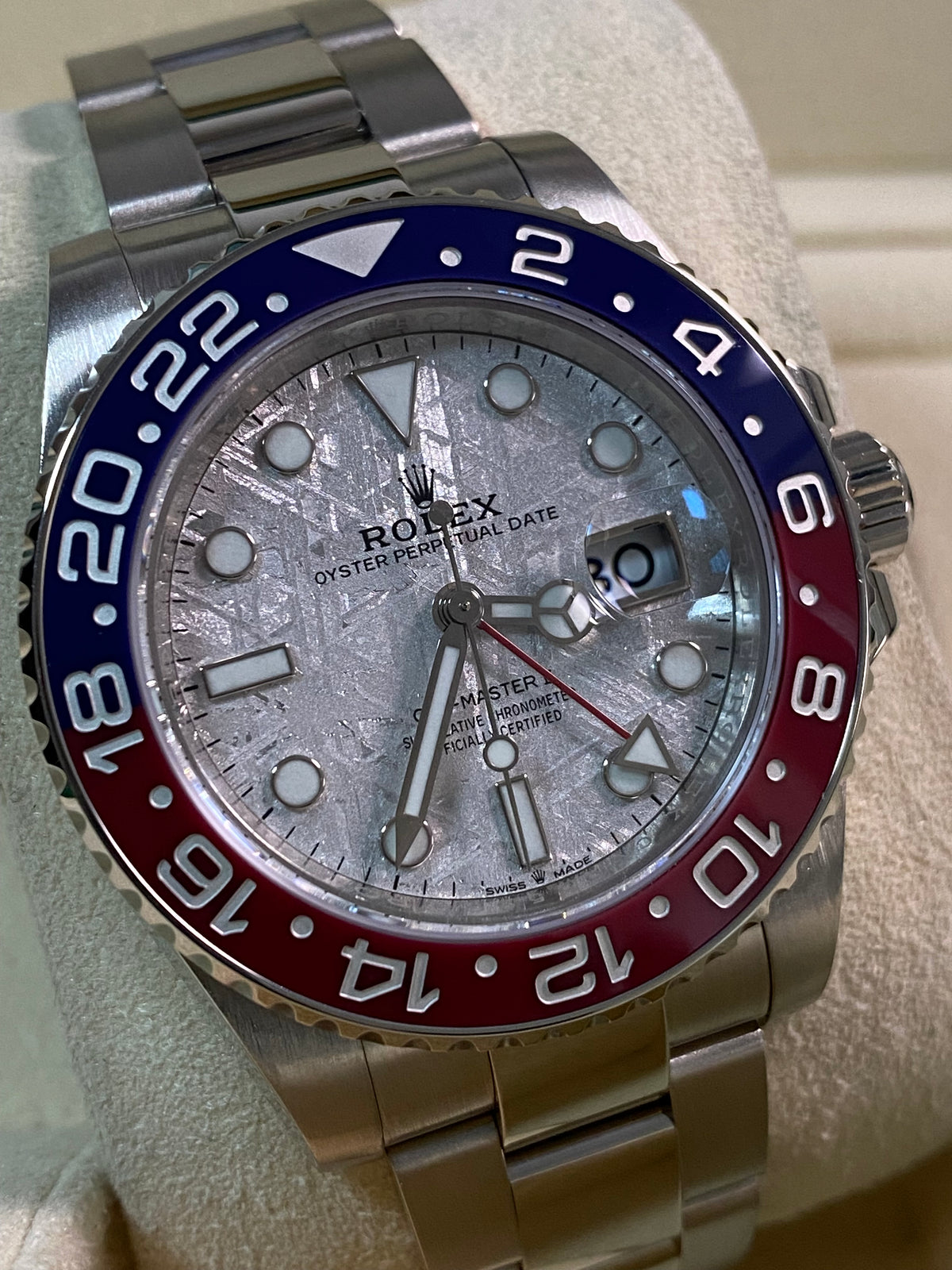 Rolex White Gold GMT-Master II - 2020 - "Pepsi" Bezel - Meteorite Dial - Oyster Bracelet - 126719BLRO *FULL SET*