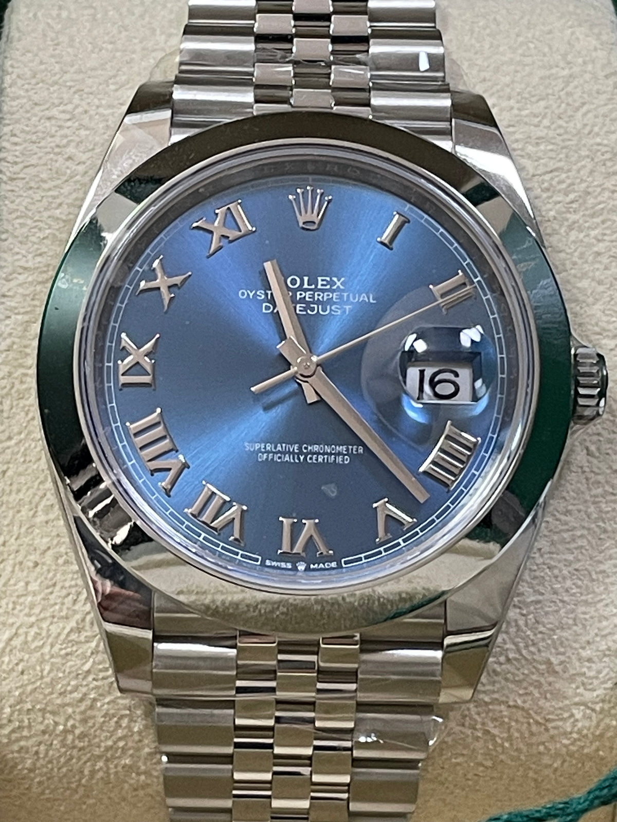 Rolex Steel Datejust 41 - 2023 - Smooth Bezel - Blue Roman Dial - Jubilee Bracelet - 126300