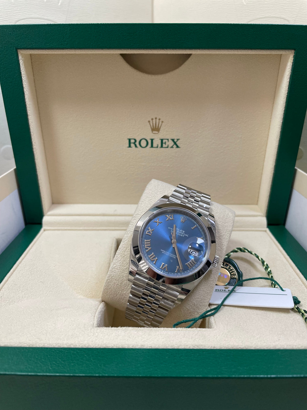 Rolex Steel Datejust 41 - 2023 - Smooth Bezel - Blue Roman Dial - Jubilee Bracelet - 126300