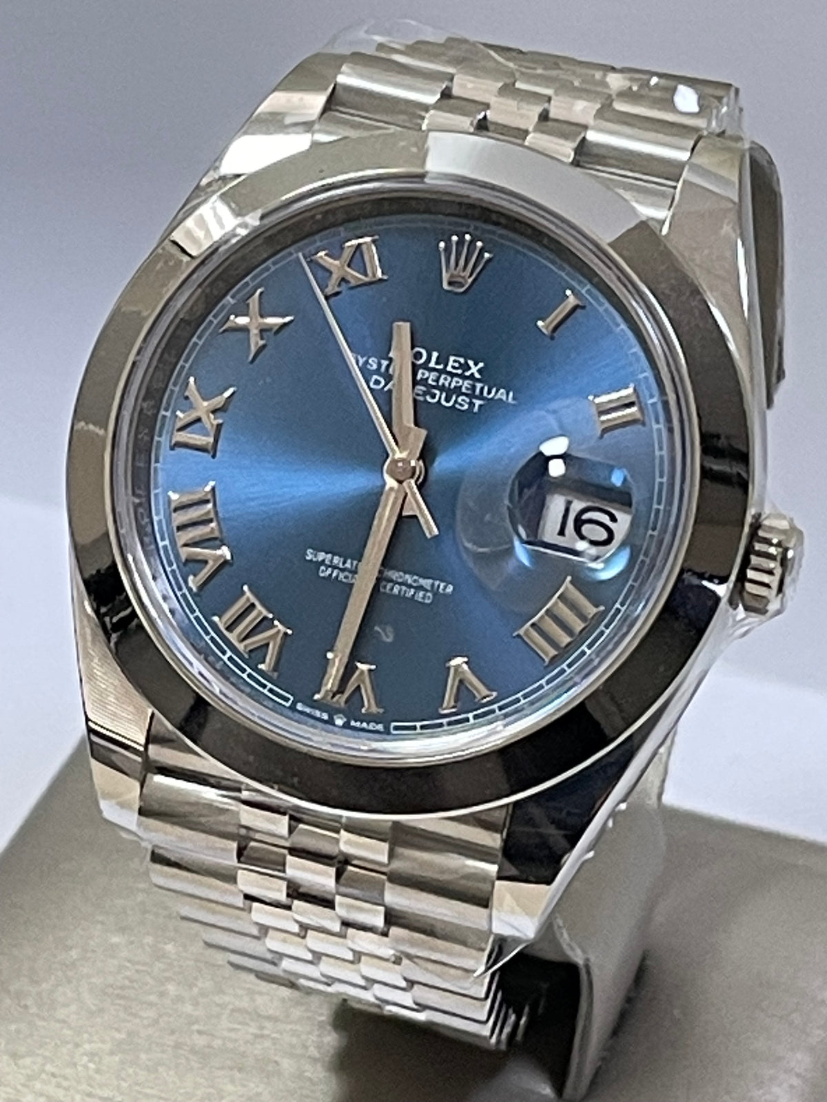 Rolex Steel Datejust 41 - 2023 - Smooth Bezel - Blue Roman Dial - Jubilee Bracelet - 126300