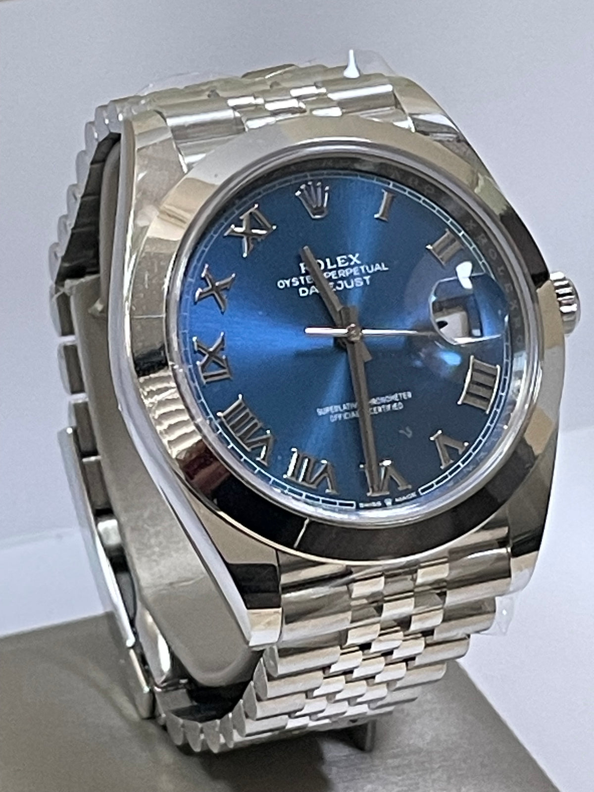 Rolex Steel Datejust 41 - 2023 - Smooth Bezel - Blue Roman Dial - Jubilee Bracelet - 126300