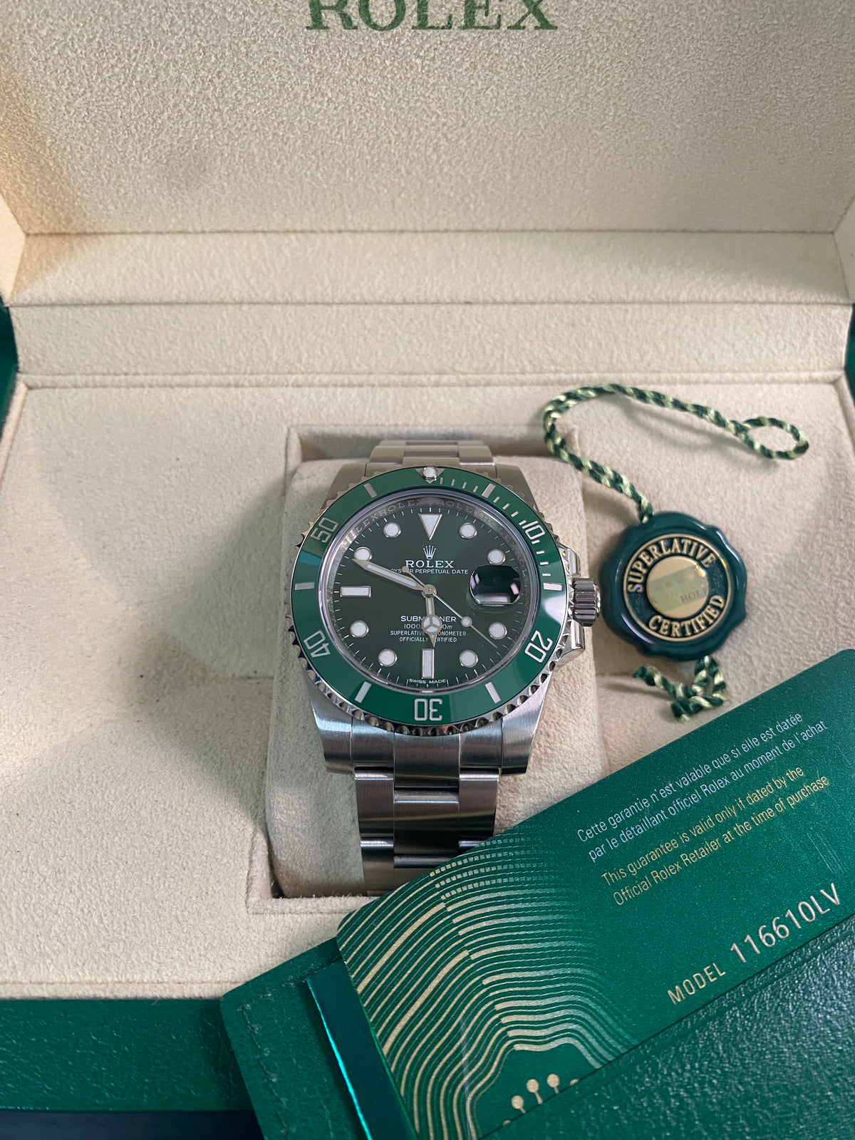 Rolex Steel Submariner Date - 2020 - "Hulk" - 116610LV *New Style Card*