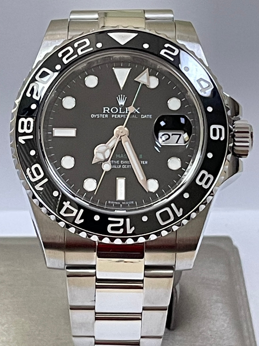 Rolex Steel GMT-Master II - M serial - Black Bezel - Black Dial - Oyster Bracelet - 116710LN