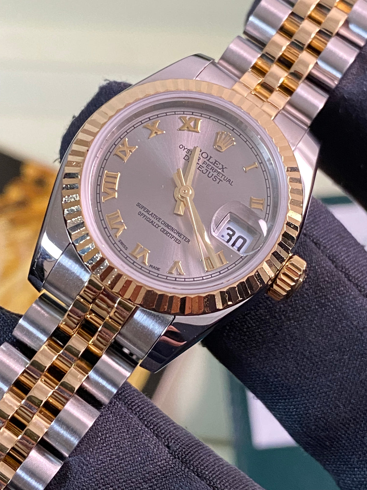 Rolex Yellow Gold and Steel Lady-Datejust - 2006 - Fluted Bezel - Rhodium Roman Dial - Jubilee Bracelet - 179173 *FULL SET*