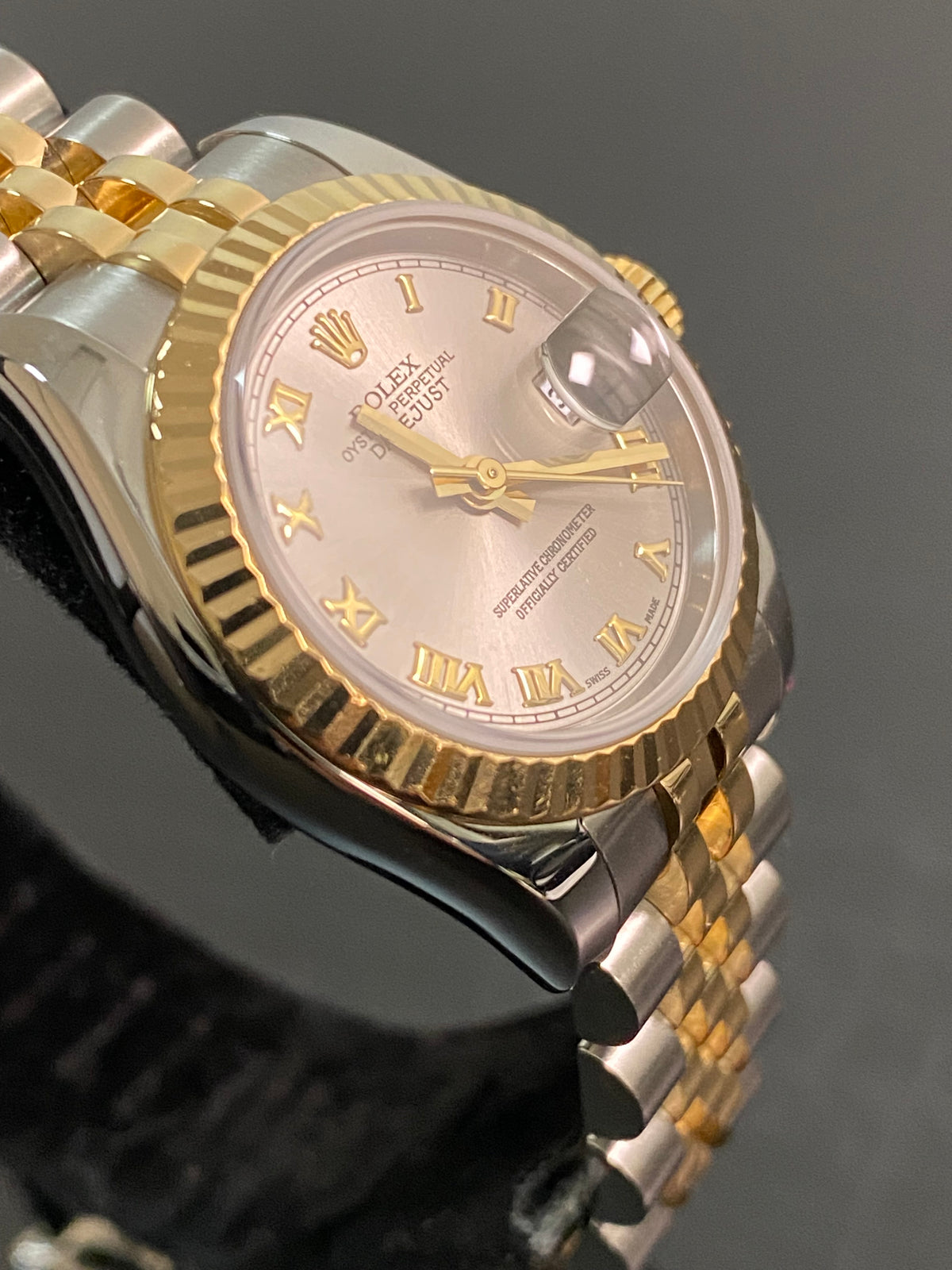 Rolex Yellow Gold and Steel Lady-Datejust - 2006 - Fluted Bezel - Rhodium Roman Dial - Jubilee Bracelet - 179173 *FULL SET*