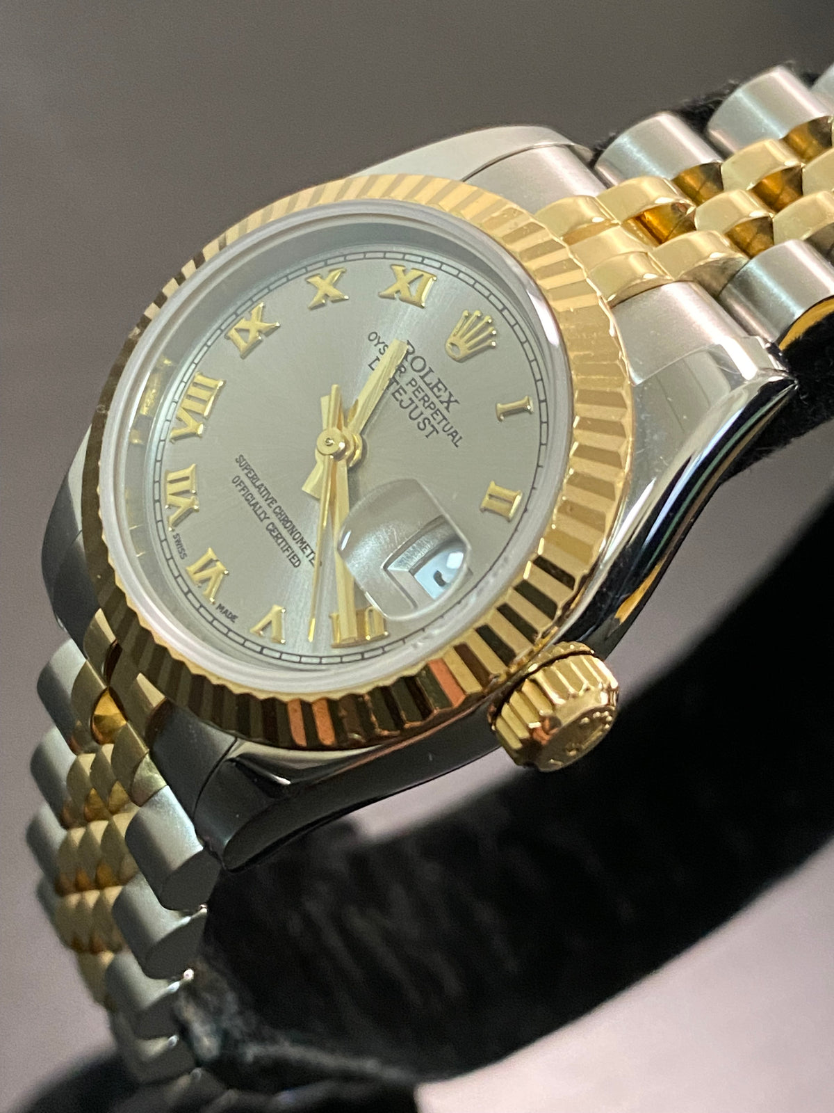 Rolex Yellow Gold and Steel Lady-Datejust - 2006 - Fluted Bezel - Rhodium Roman Dial - Jubilee Bracelet - 179173 *FULL SET*