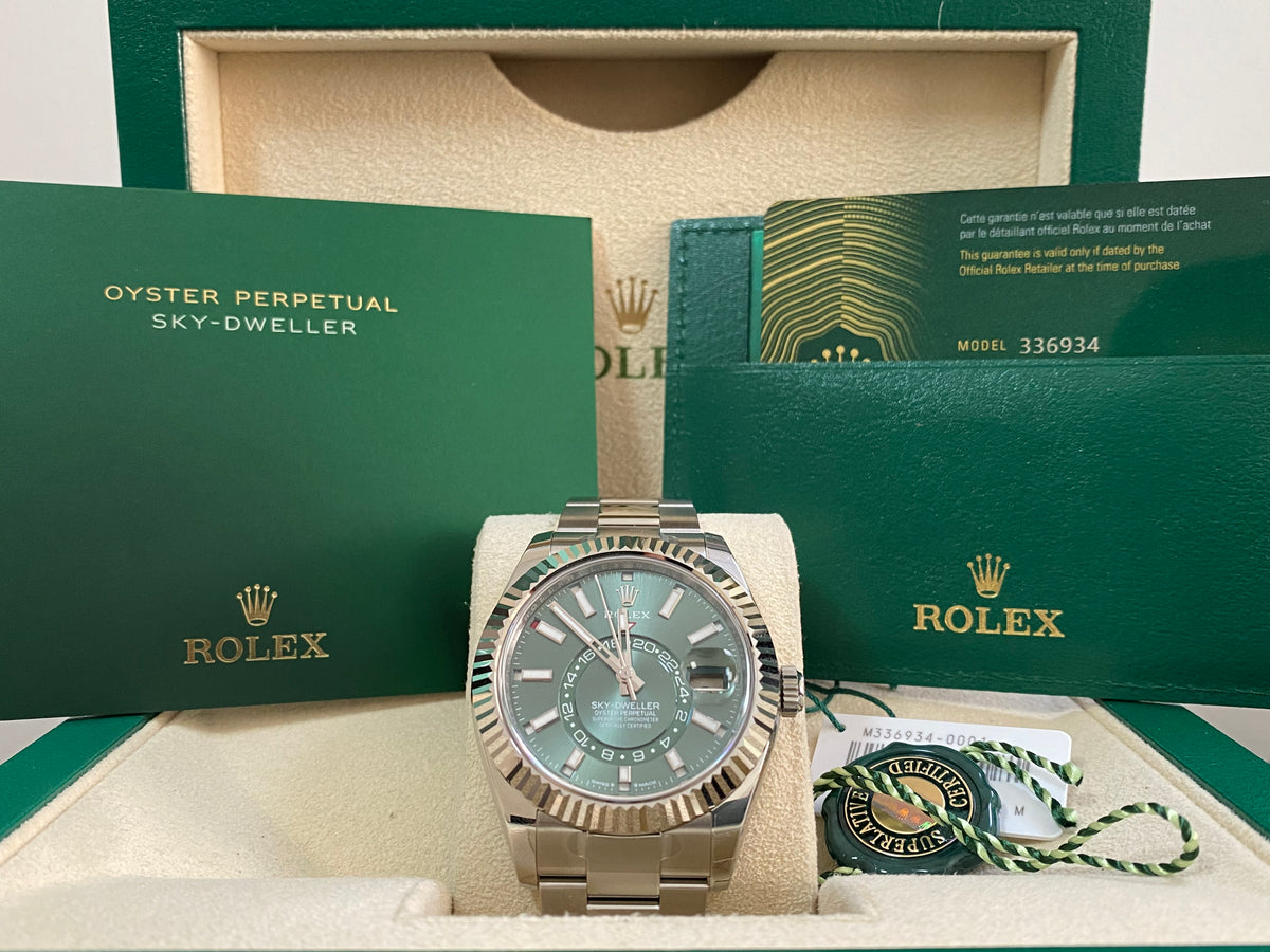 Rolex Steel Sky-Dweller - 2024 - Mint Green Dial - Oyster Bracelet - 336934 *COMPLETE SET*