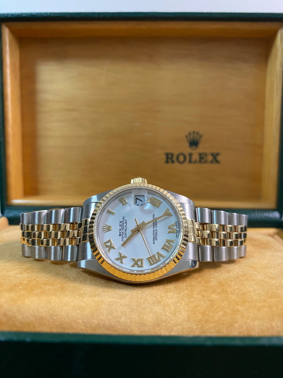 Rolex Steel & Yellow Gold Datejust 31 - P serial - Fluted Bezel - White Roman Dial - Jubilee Bracelet - 78273