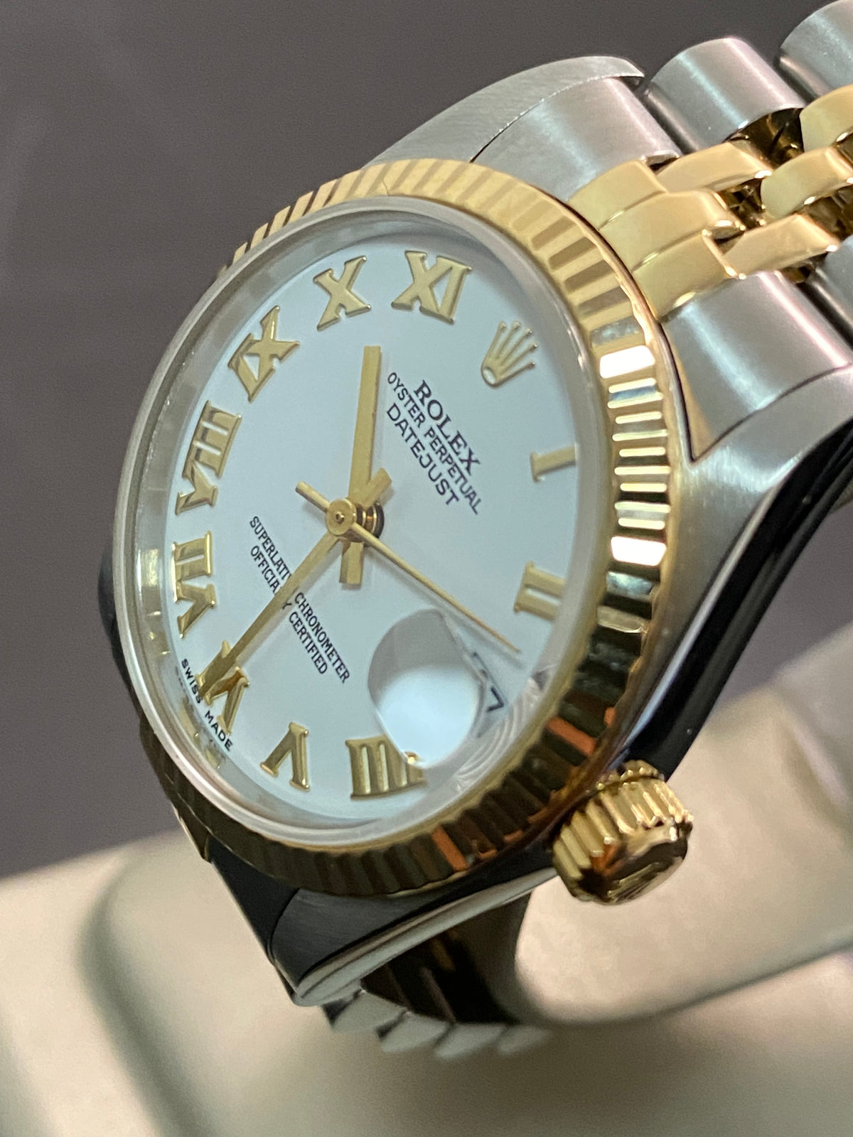 Rolex Steel & Yellow Gold Datejust 31 - P serial - Fluted Bezel - White Roman Dial - Jubilee Bracelet - 78273