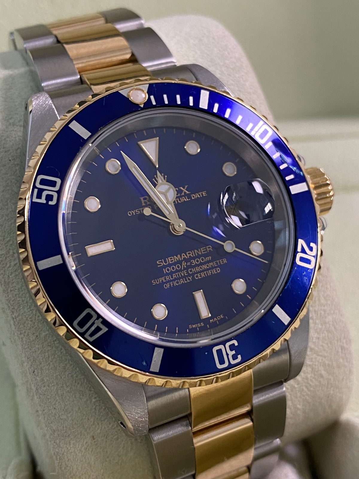 Rolex Steel and Yellow Gold Submariner Date - P serial - "Bluesy" Pre Ceramic Bezel -Oyster Bracelet - 16613