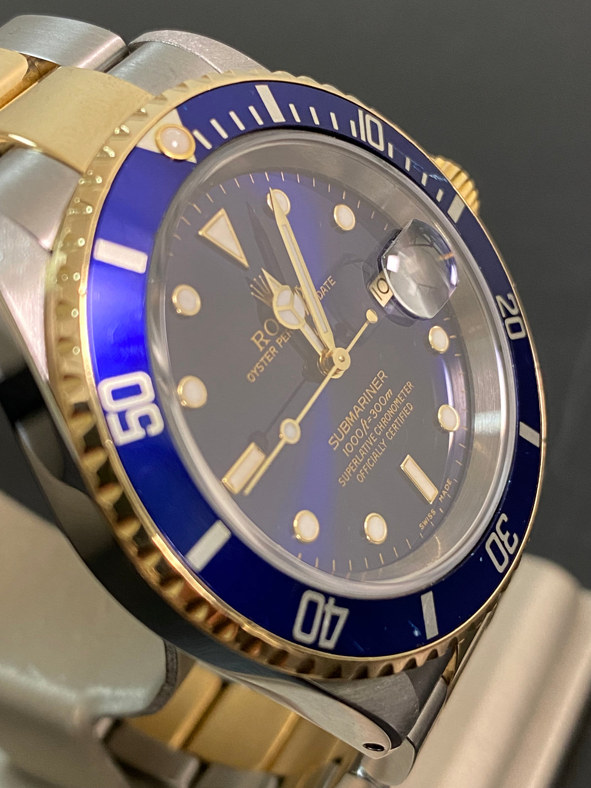 Rolex Steel and Yellow Gold Submariner Date - P serial - "Bluesy" Pre Ceramic Bezel -Oyster Bracelet - 16613