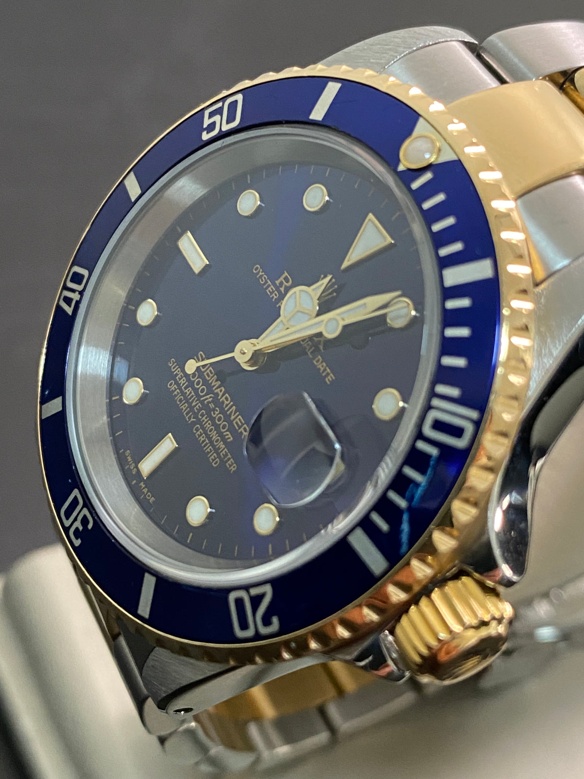 Rolex Steel and Yellow Gold Submariner Date - P serial - "Bluesy" Pre Ceramic Bezel -Oyster Bracelet - 16613