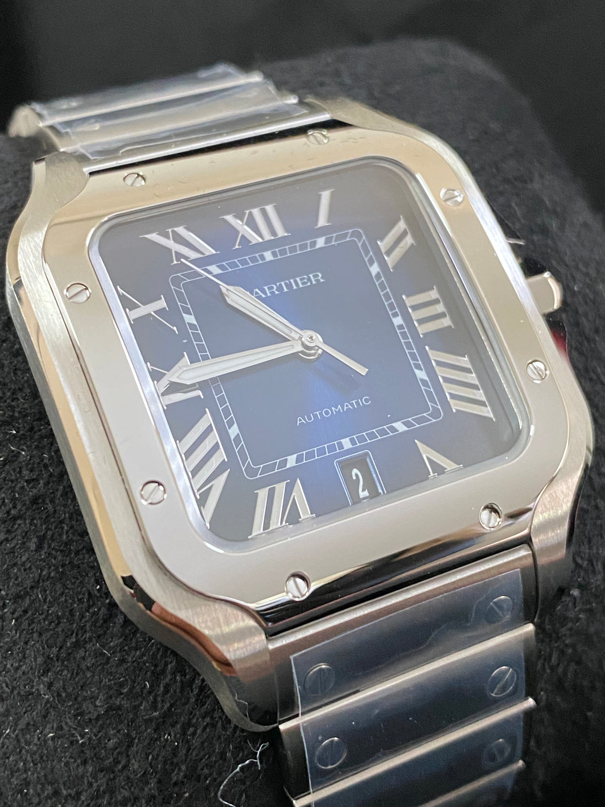 Santos de Cartier Large - 39.8 mm Steel Case - Blue Roman Dial - WSSA0071 *FULL SET*