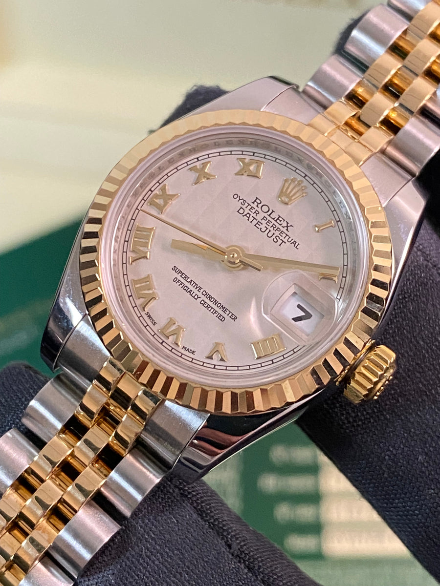 Rolex Yellow Gold and Steel Lady-Datejust - Z serial - Fluted Bezel - Ivory Pyramid Dial - Jubilee Bracelet - 179173 *FULL SET*