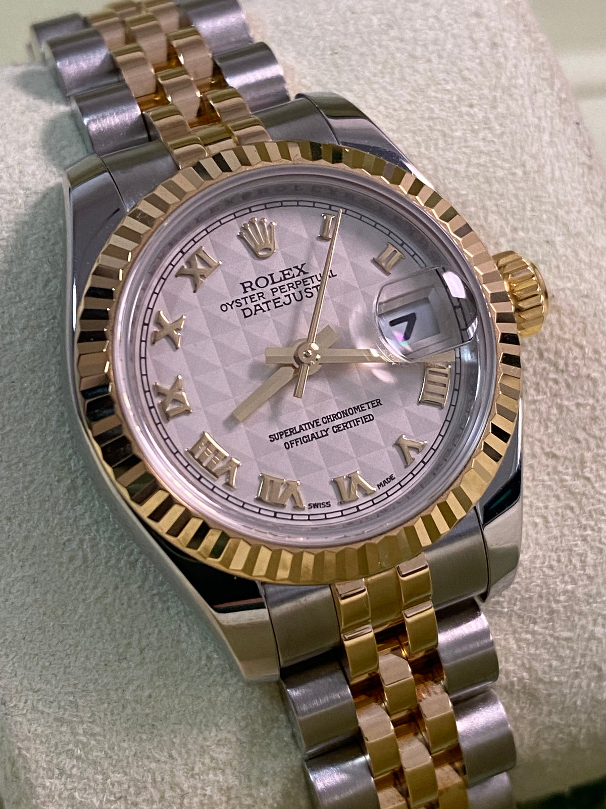 Rolex Yellow Gold and Steel Lady-Datejust - Z serial - Fluted Bezel - Ivory Pyramid Dial - Jubilee Bracelet - 179173 *FULL SET*