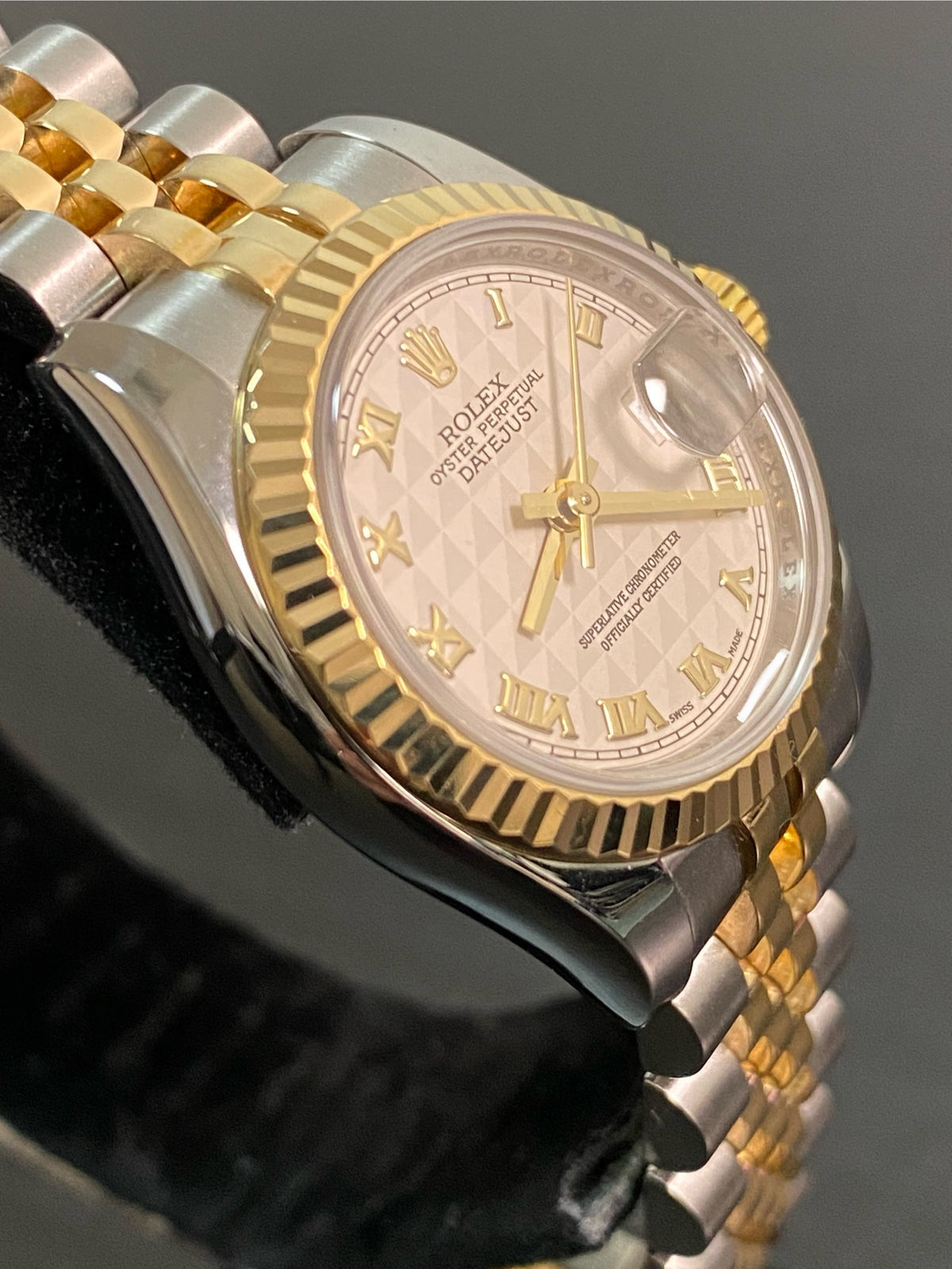 Rolex Yellow Gold and Steel Lady-Datejust - Z serial - Fluted Bezel - Ivory Pyramid Dial - Jubilee Bracelet - 179173 *FULL SET*