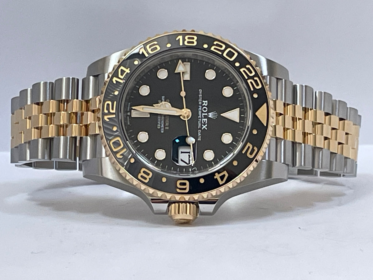 Rolex Steel and Yellow Gold GMT-Master II - 2023 - Grey and Black Bezel - Black Dial - Jubilee Bracelet - 126713GRNR