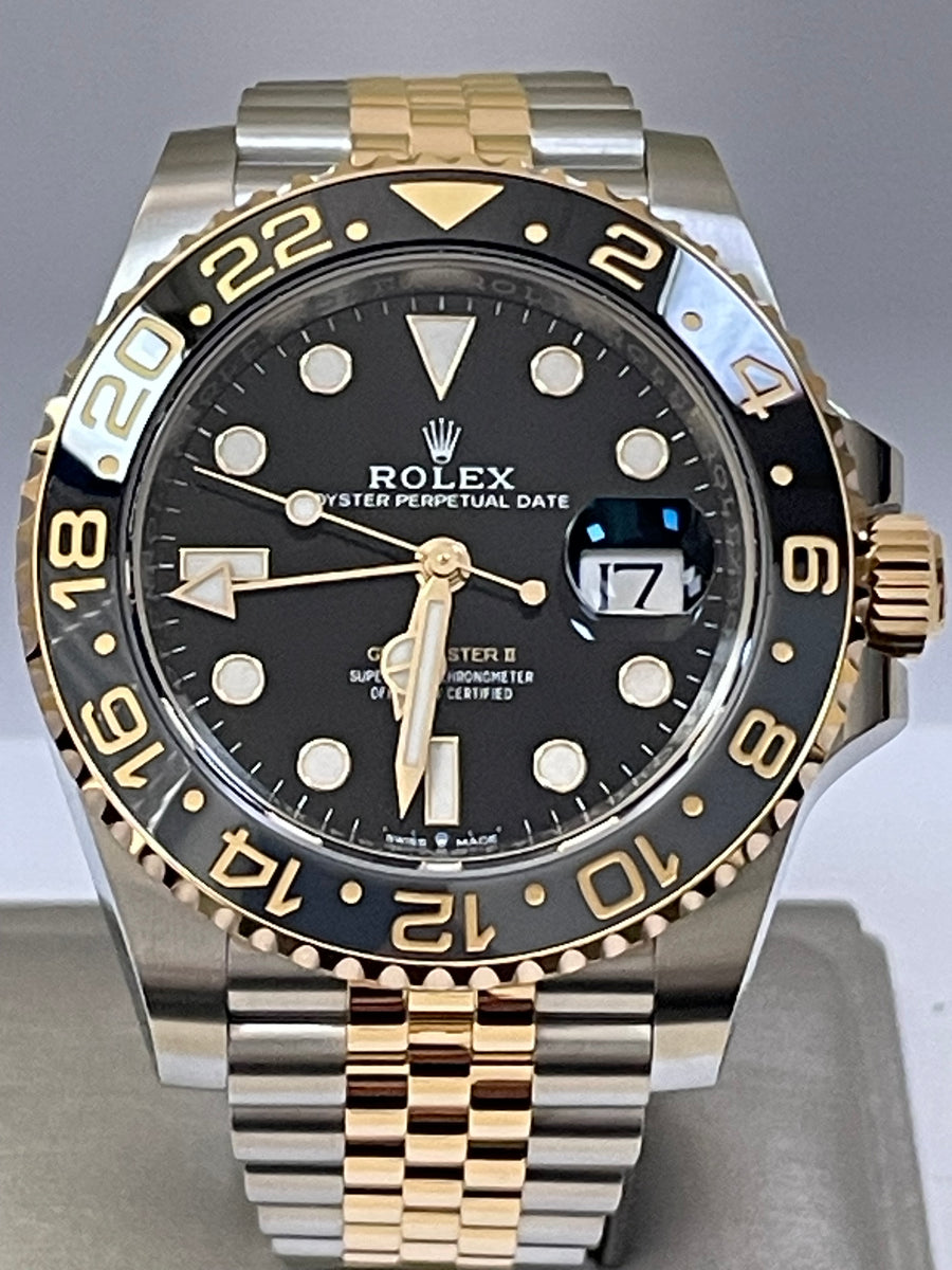 Rolex Steel and Yellow Gold GMT-Master II - 2023 - Grey and Black Bezel - Black Dial - Jubilee Bracelet - 126713GRNR