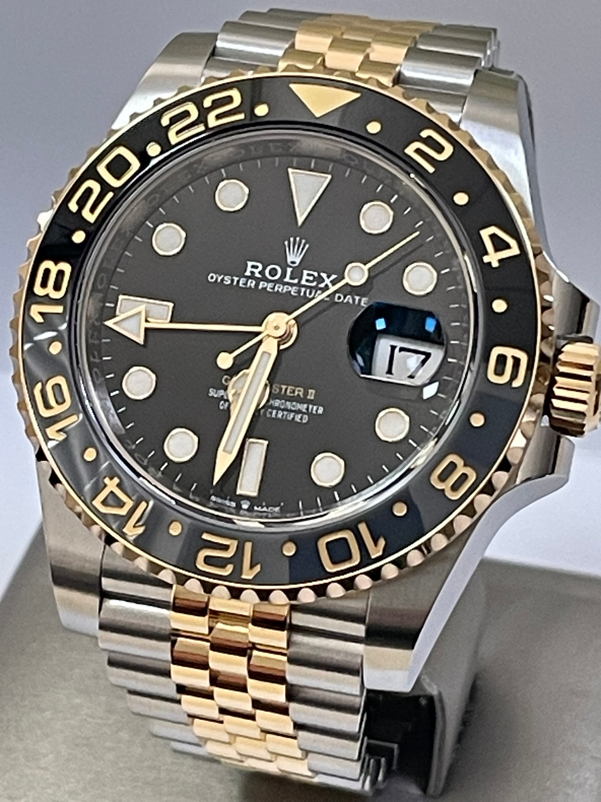 Rolex Steel and Yellow Gold GMT-Master II - 2023 - Grey and Black Bezel - Black Dial - Jubilee Bracelet - 126713GRNR