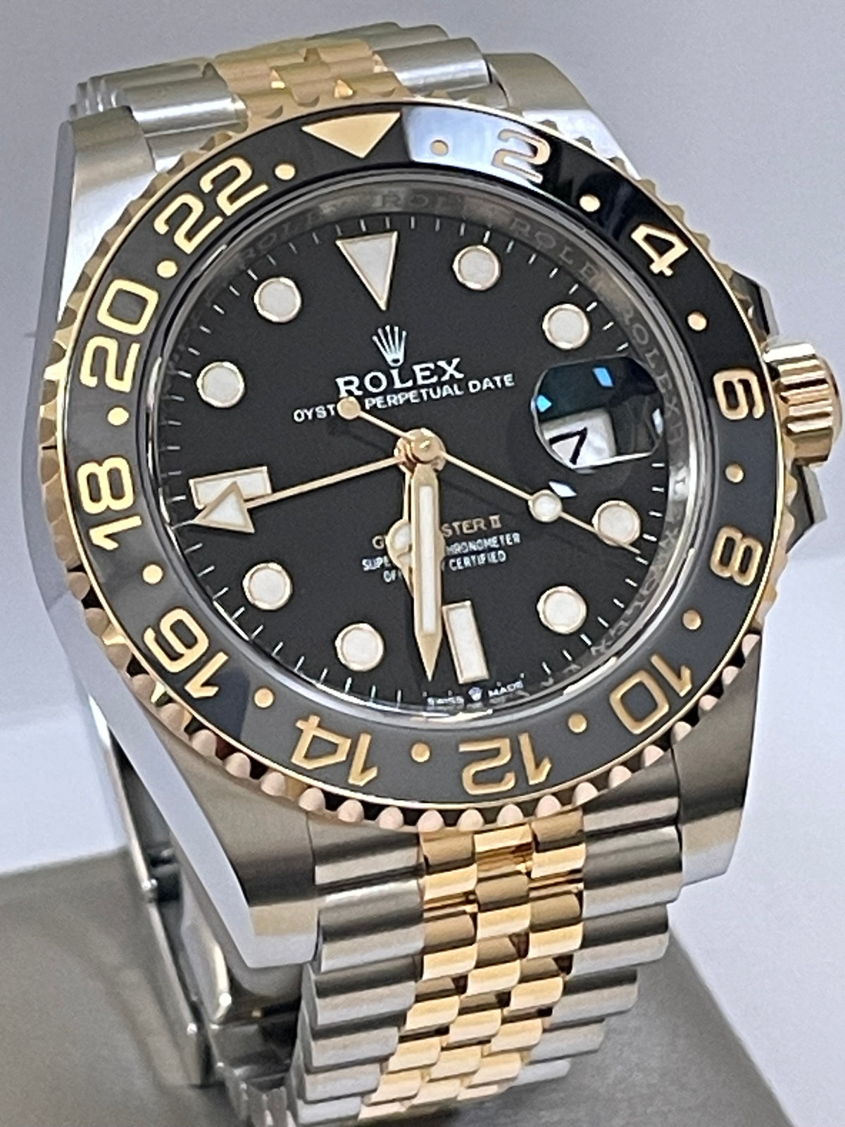 Rolex Steel and Yellow Gold GMT-Master II - 2023 - Grey and Black Bezel - Black Dial - Jubilee Bracelet - 126713GRNR