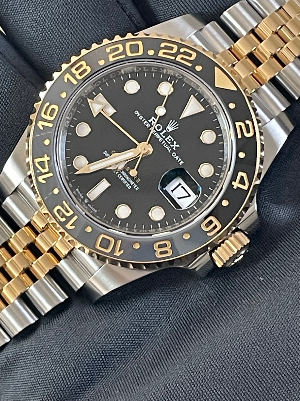 Rolex Steel and Yellow Gold GMT-Master II - 2023 - Grey and Black Bezel - Black Dial - Jubilee Bracelet - 126713GRNR