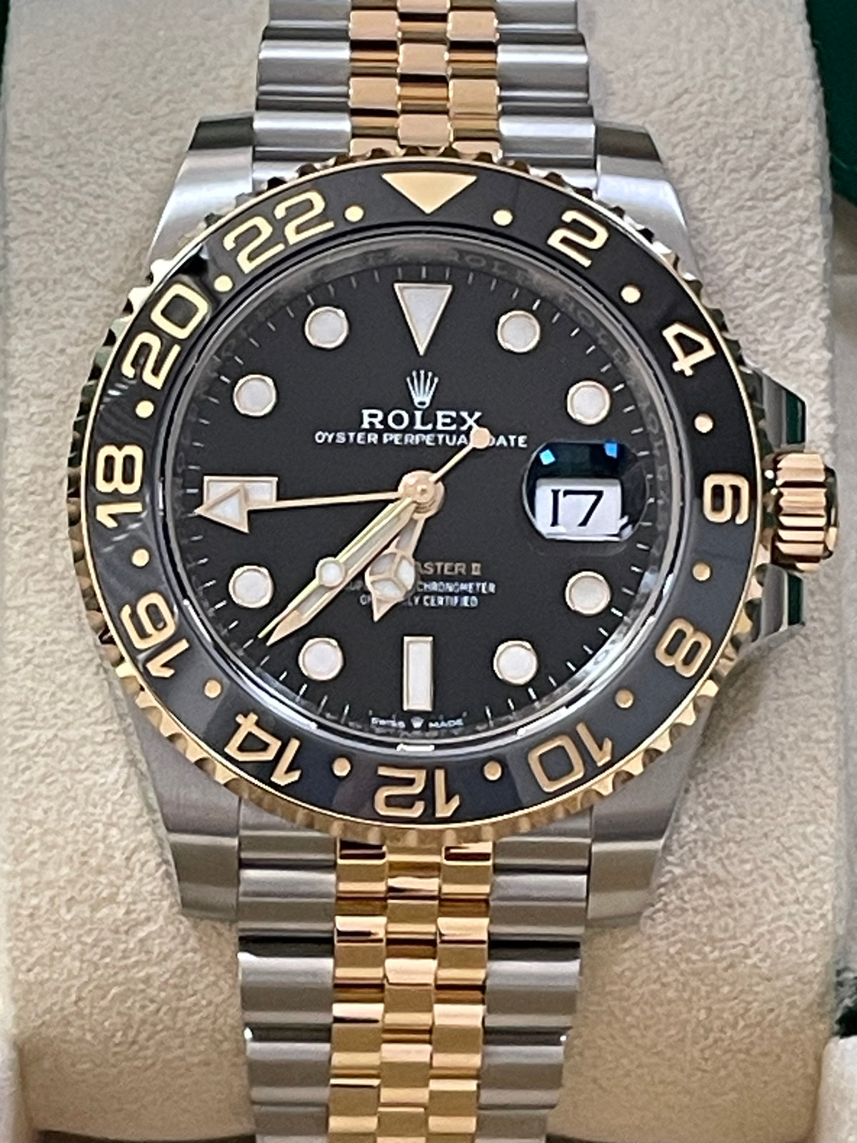 Rolex Steel and Yellow Gold GMT-Master II - 2023 - Grey and Black Bezel - Black Dial - Jubilee Bracelet - 126713GRNR