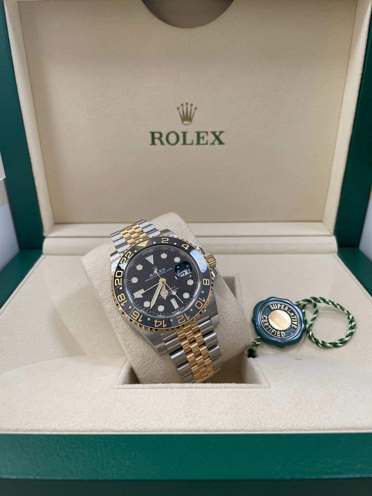 Rolex Steel and Yellow Gold GMT-Master II - 2023 - Grey and Black Bezel - Black Dial - Jubilee Bracelet - 126713GRNR