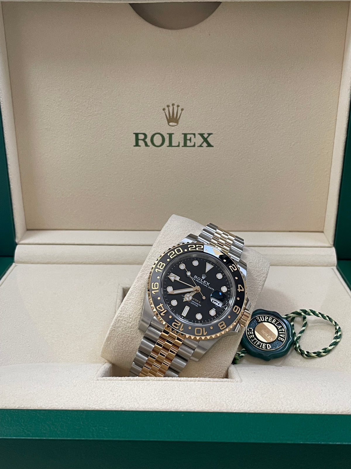 Rolex Steel and Yellow Gold GMT-Master II - 2023 - Grey and Black Bezel - Black Dial - Jubilee Bracelet - 126713GRNR