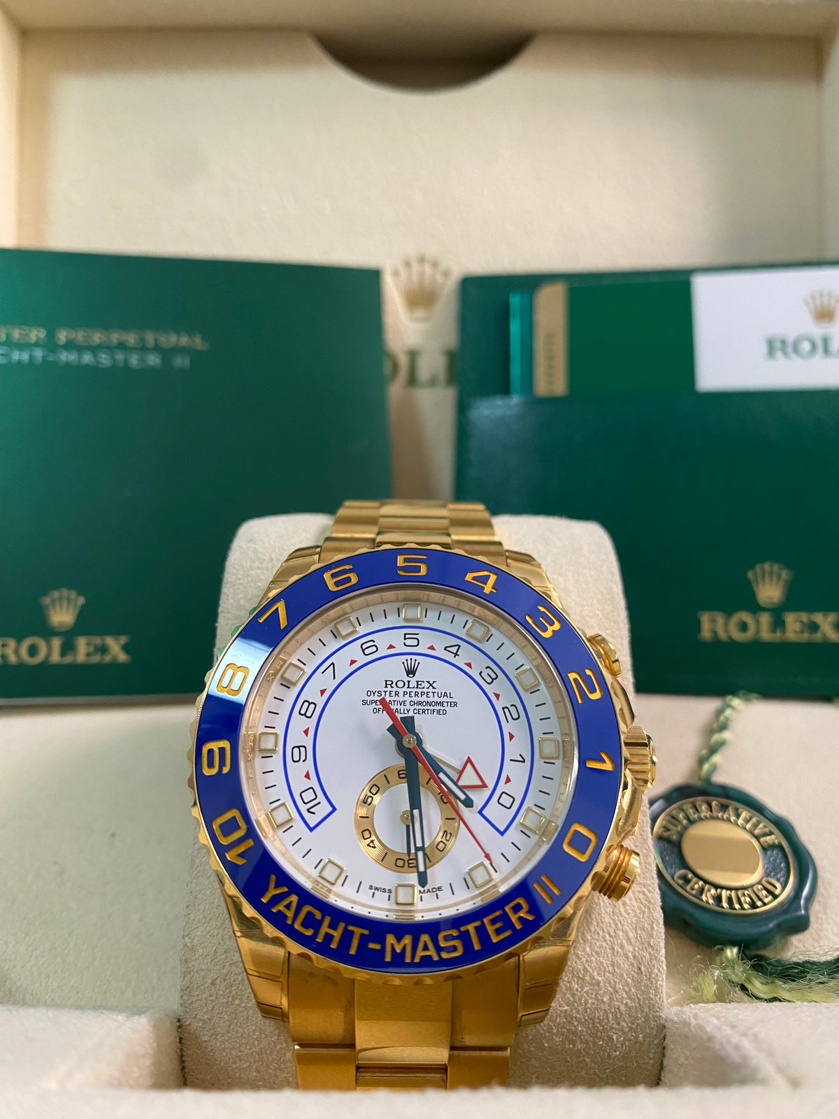 Rolex Yellow Gold Yacht-Master II - 2015 - White Dial - 116688 *FULL SET*