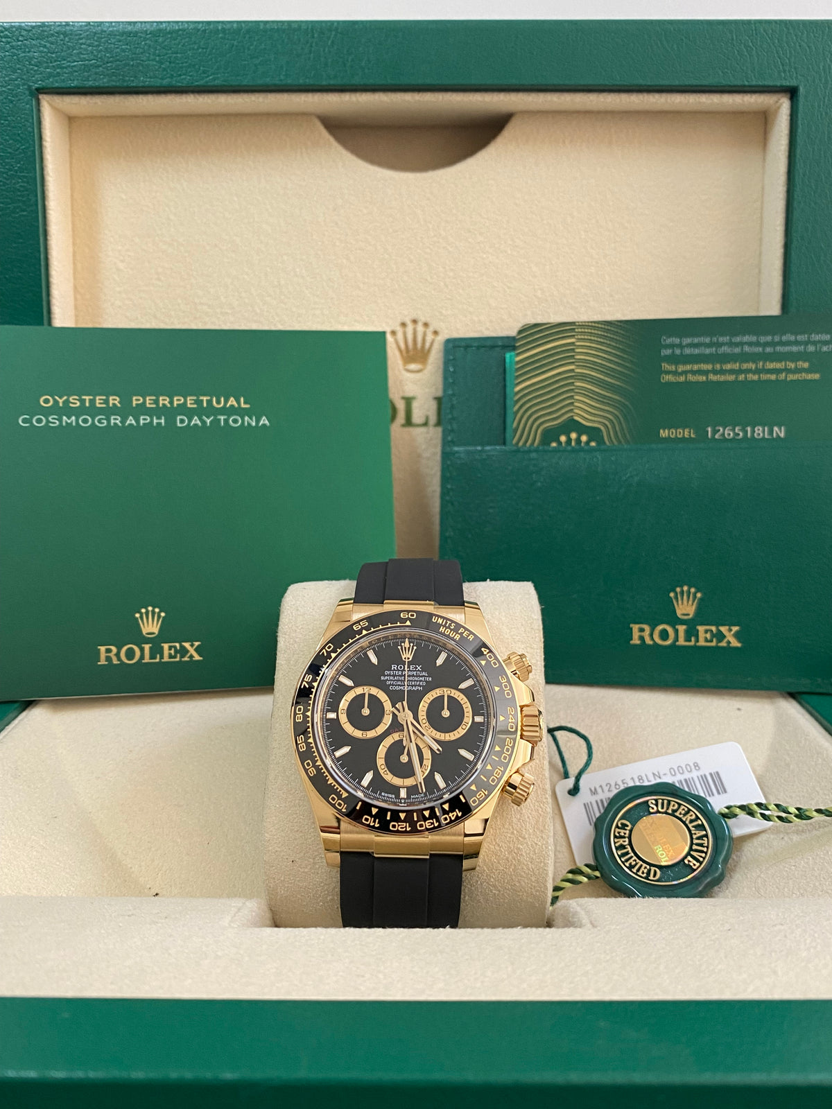 Rolex Yellow Gold Cosmograph Daytona - 2024 - Black Dial - Oysterflex Strap - 126518LN *COMPLETE SET*