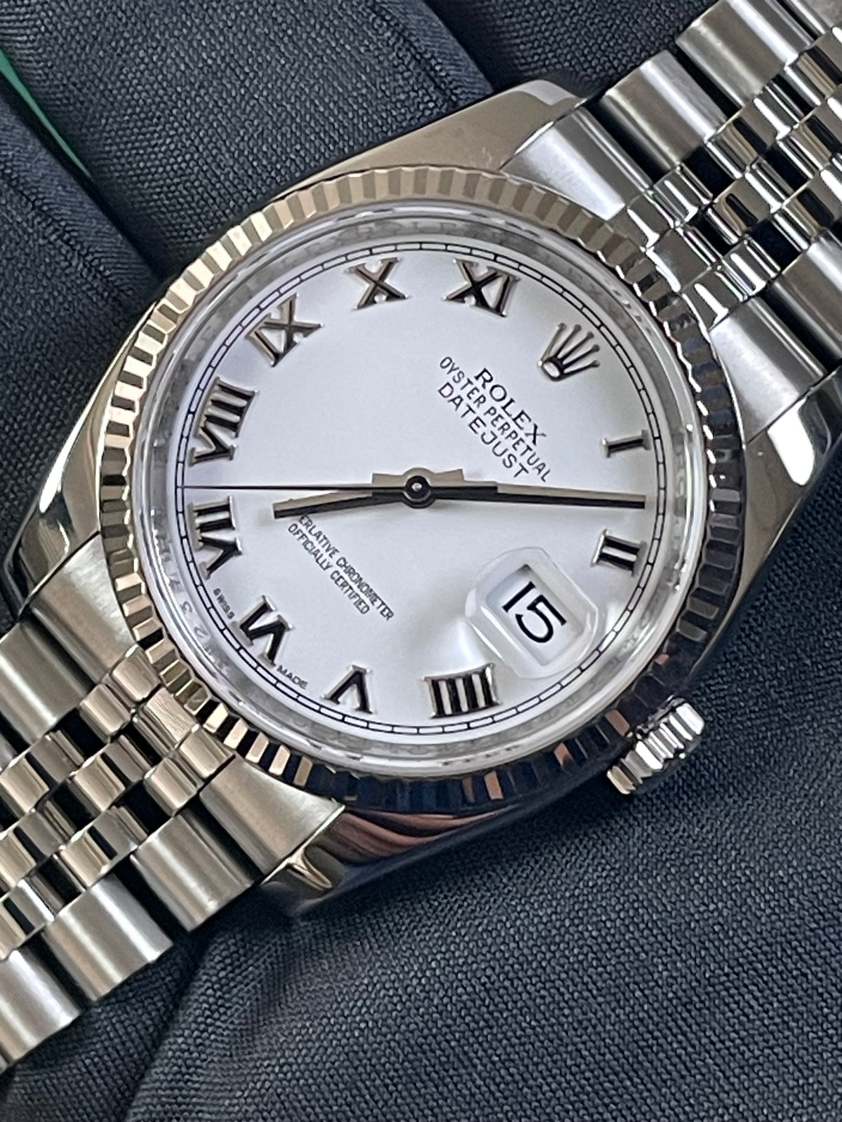 Rolex Steel White Gold Datejust 31 - 2017 - Fluted Bezel - White Roman Dial - Jubilee Bracelet - 178274