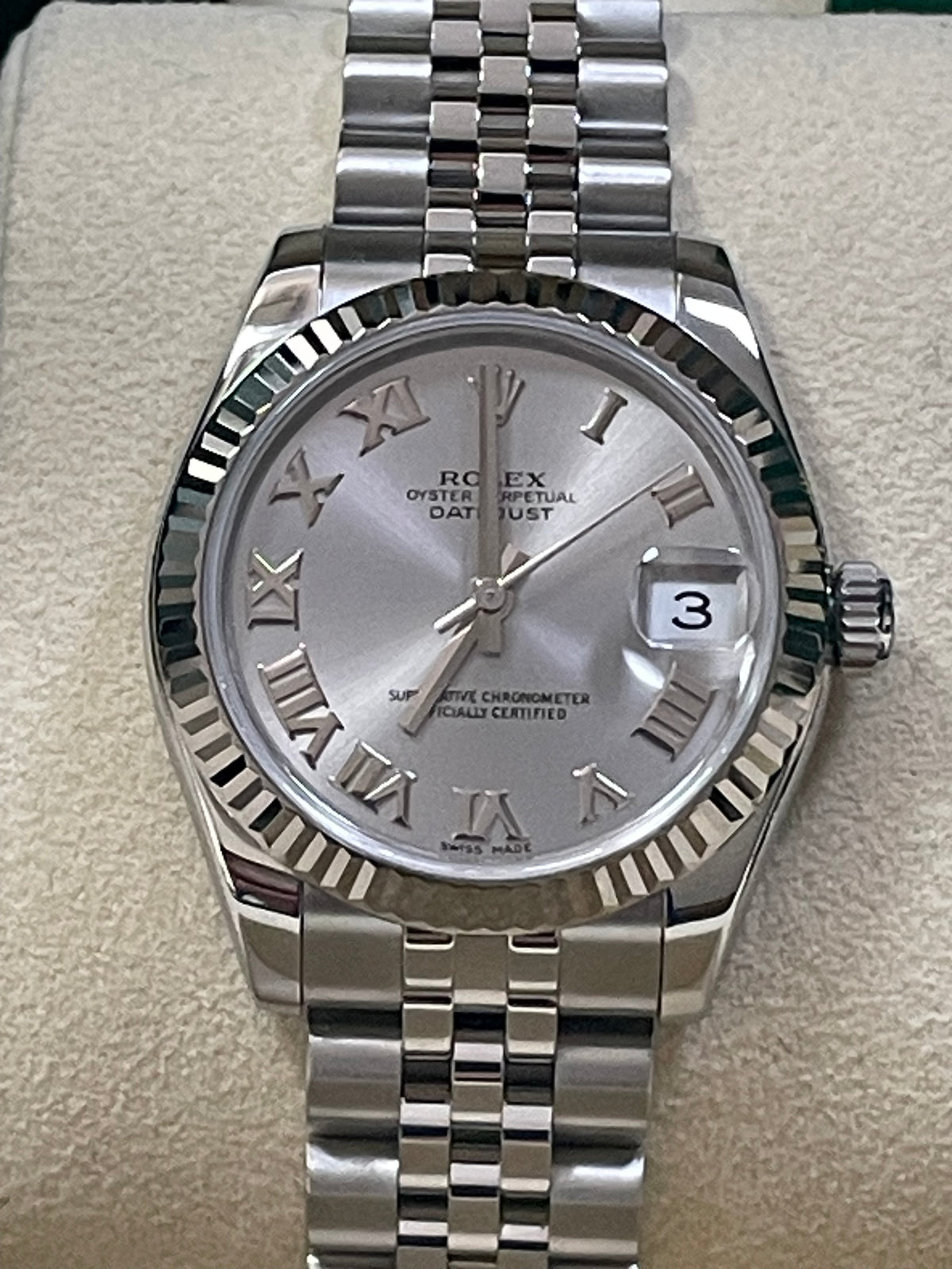 Rolex Steel White Gold Datejust 31 - 2009 - Fluted Bezel - Rhodium Roman Dial - Jubilee Bracelet - 178274