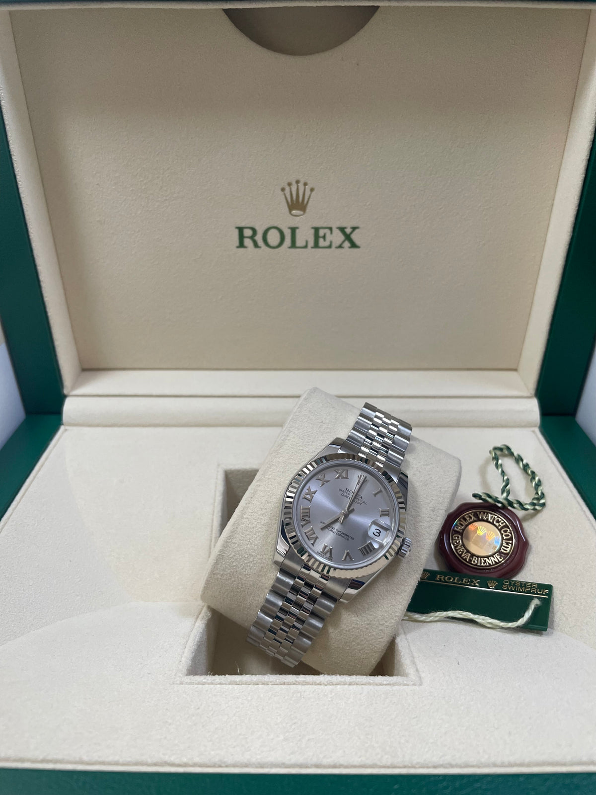 Rolex Steel White Gold Datejust 31 - 2009 - Fluted Bezel - Rhodium Roman Dial - Jubilee Bracelet - 178274