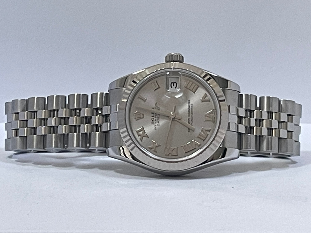 Rolex Steel White Gold Datejust 31 - 2009 - Fluted Bezel - Rhodium Roman Dial - Jubilee Bracelet - 178274