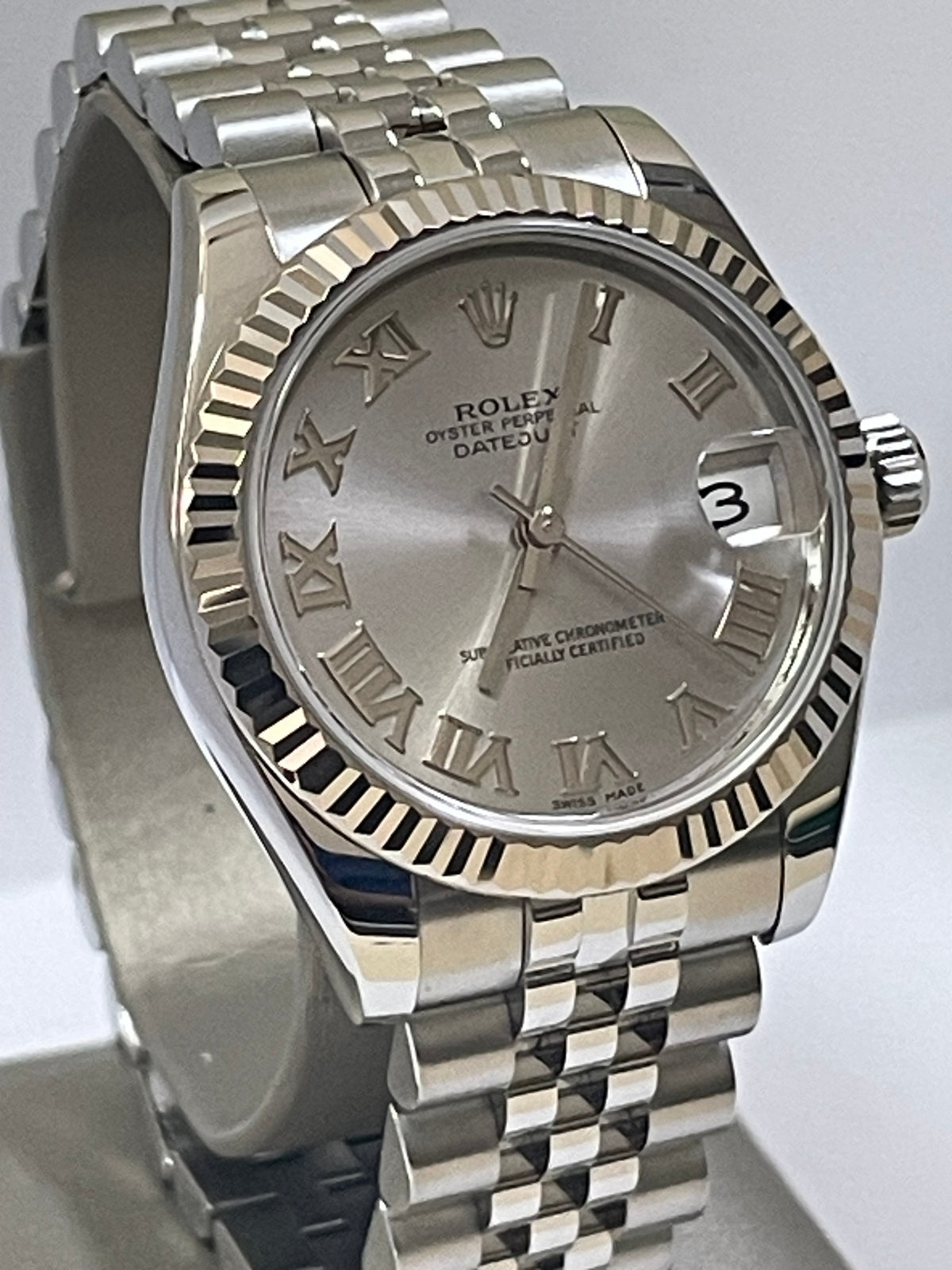 Rolex Steel White Gold Datejust 31 - 2009 - Fluted Bezel - Rhodium Roman Dial - Jubilee Bracelet - 178274