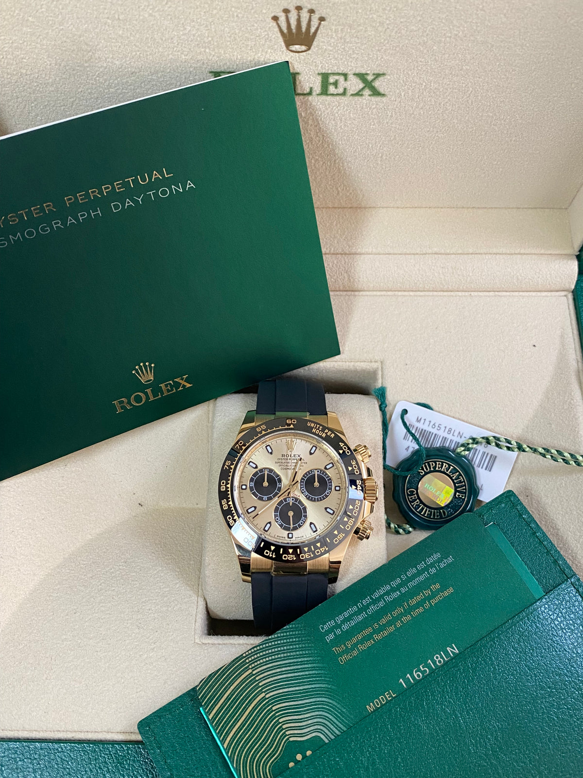 Rolex Yellow Gold Cosmograph Daytona - 2021 - YML "Pikachu" Dial - Oysterflex Strap - 116518LN *COMPLETE SET*