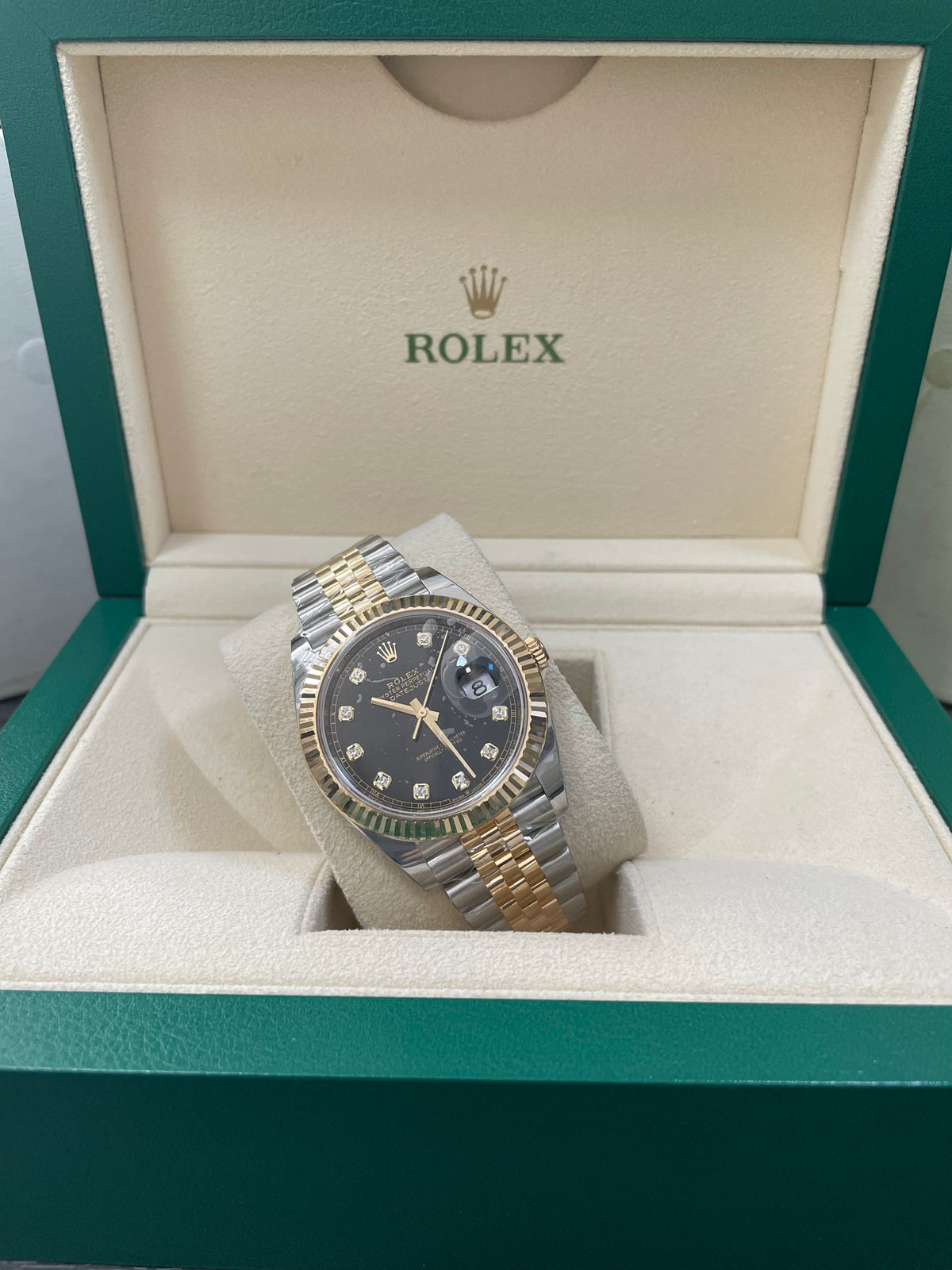 Rolex Steel and Yellow Gold Datejust 41  - 2023 - Fluted Bezel - Black Diamond Dial - Jubilee Bracelet - 126333