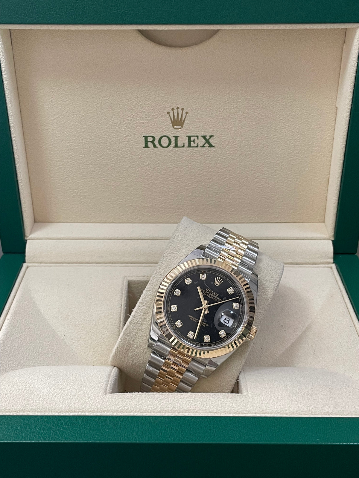 Rolex Steel and Yellow Gold Datejust 41  - 2023 - Fluted Bezel - Black Diamond Dial - Jubilee Bracelet - 126333