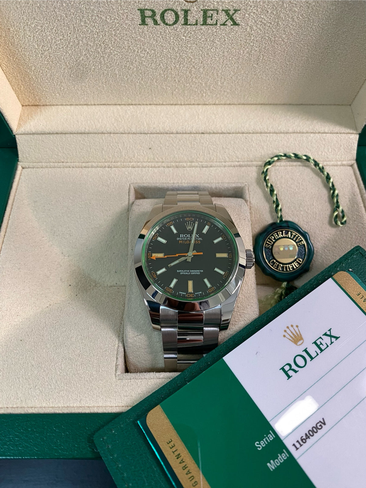 Rolex Milgauss - 2019 - Black Dial - Green Crystal - 116400GV *FULL SET*