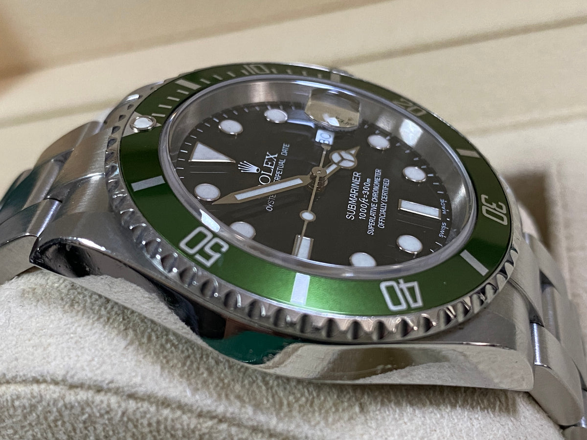 Rolex Steel Submariner Date - F serial - "Kermit" Flat 4 - Black Dial - 16610LV *UNPOLISHED*